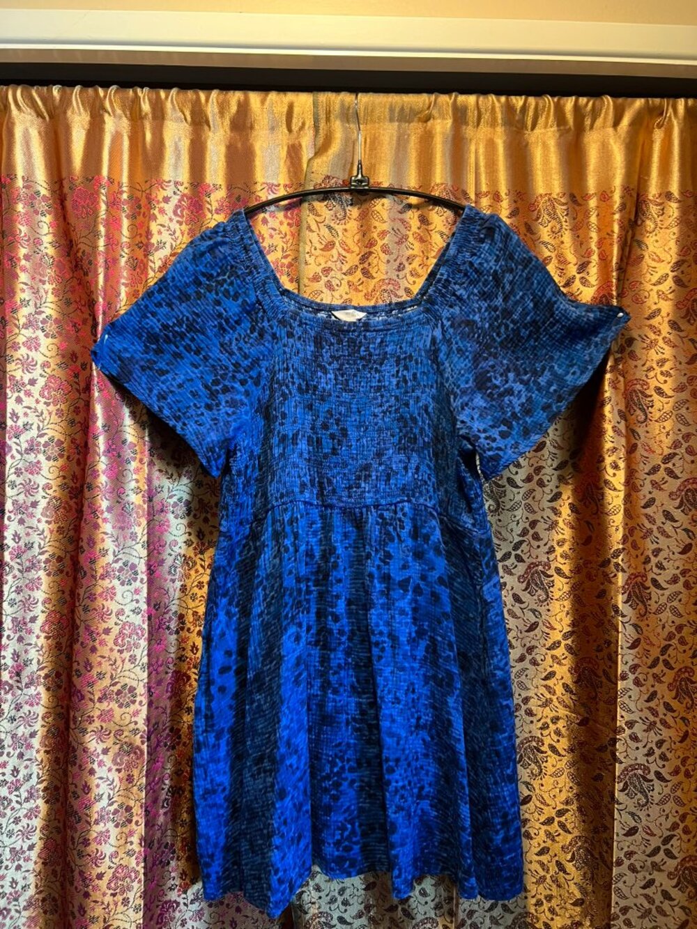Terra & Sky Blue and Black short-sleeve dress